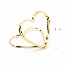 Tischkartenhalter Herzen Gold 10 Stück 2,5 cm für Hochzeit Geburtstag Fotohalter Tischdeko Taufe Jugendweihe Kommunion Tisch-Deko Dekoration Zubehör