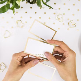 Tischkartenhalter Herzen Gold 10 Stück 2,5 cm für Hochzeit Geburtstag Fotohalter Tischdeko Taufe Jugendweihe Kommunion Tisch-Deko Dekoration Zubehör