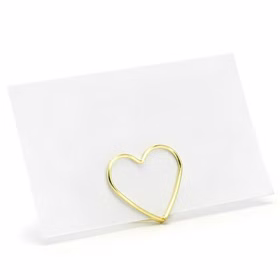 Tischkartenhalter Herzen Gold 10 Stück 2,5 cm für Hochzeit Geburtstag Fotohalter Tischdeko Taufe Jugendweihe Kommunion Tisch-Deko Dekoration Zubehör