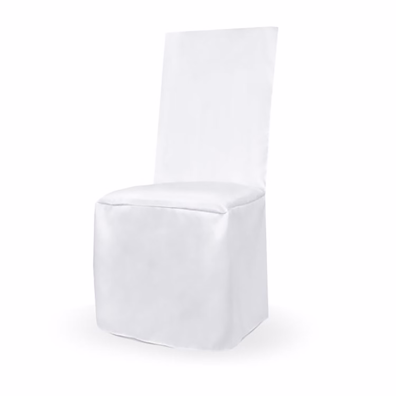 Stuhlhusse weiß matt universell ohne Falten Hochzeit Geburtstag Stuhlbezug für gerade Lehne Empfang 