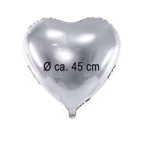 Folienballon Herz metallic silber Ø 45 cm Hochzeit Deko Silberhochzeit Verlobung Valentinstag Geburtstag