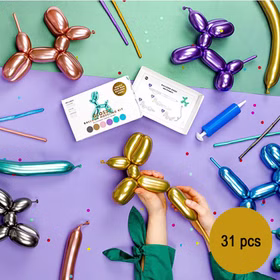 Modellierballons Kindergeburtstag metallic Ballons 31-tlg. Hochzeit Geburtstag Ballons bunt modellieren Hund Tiere Party-Zubehör Kinder Modellierballons Kindergeburtstag metallic Ballons 31-tlg. Hochzeit Geburtstag Ballons bunt modellieren Hund Tiere Party-Zubehör Kinder