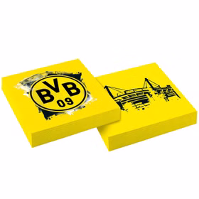 BVB Borussia Dortmund Party-Set schwarz-gelb 38-tlg Party-Set Bundesliga Fußball Deko Party-Deko Tisch-Deko Gelbe Borussia Dortmund Servietten mit BVB 09 Logo und Stadiondesign, ideal für Party, Geburtstag und Fußballabend