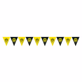 BVB Borussia Dortmund Party-Set schwarz-gelb 38-tlg Party-Set Bundesliga Fußball Deko Party-Deko Tisch-Deko BVB 09 Wimpelkette in Gelb-Schwarz mit Vereinslogo, dekorative Girlande für Fußballparty und Fan-Deko