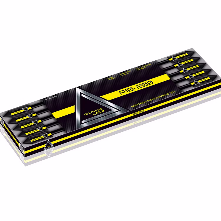 Delta Fire Premium-Raketensortiment 10-teilig von Nico Delta Fire Premium-Raketensortiment 10-teilig von Nico