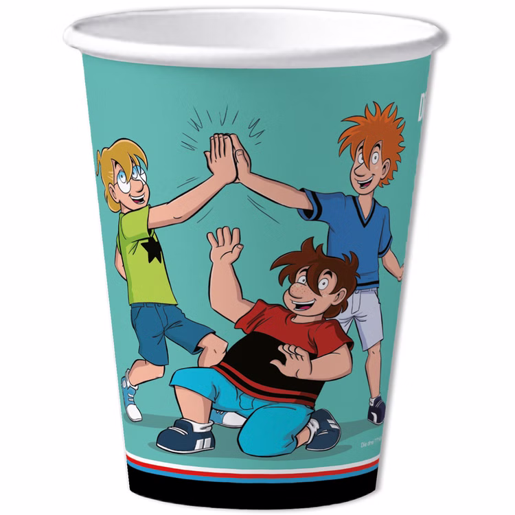 XXL Die drei ??? Kids Party-Set Kindergeburtstag 8 Kinder 117 Teile Pappgeschirr Mottoparty Tischdeko Luftballons Deko Die drei Fragezeichen Zubehör Trinkbecher