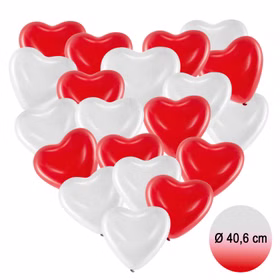 Herz Luftballons rot & weiß Ø 40,6 cm 20 Stück Ballon Hochzeit Verlobung Valentinstag Muttertag Liebeserklärung Wedding Hochzeits-Deko Ballons zur Trauung fliegen lassen Ballonflugkarten zur Hochzeit Herz Luftballons rot & weiß Ø 40,6 cm 20 Stück Ballon Hochzeit Verlobung Valentinstag Muttertag Liebeserklärung Wedding Hochzeits-Deko Ballons zur Trauung fliegen lassen Ballonflugkarten zur Hochzeit