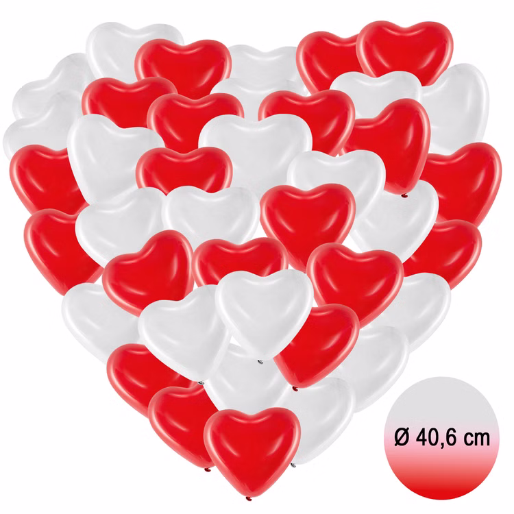 Rote & Weiße Herz Luftballons XXL 40 Stück Ø 40,6 cm Party-Deko Hochzeit Verlobung Muttertag Liebeserklärung Wedding Hochzeits-Deko Ballons zur Trauung fliegen lassen Ballonflugkarten zur Hochzeit Rote & Weiße Herz Luftballons XXL 40 Stück Ø 40,6 cm Party-Deko Hochzeit Verlobung Muttertag Liebeserklärung Wedding Hochzeits-Deko Ballons zur Trauung fliegen lassen Ballonflugkarten zur Hochzeit
