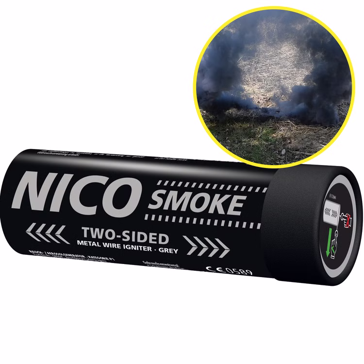 Nico Doppelsmoke Schwarzgrau mit Reißzünder 50 Sek. Nico Doppelsmoke Schwarzgrau mit Reißzünder 50 Sek.
