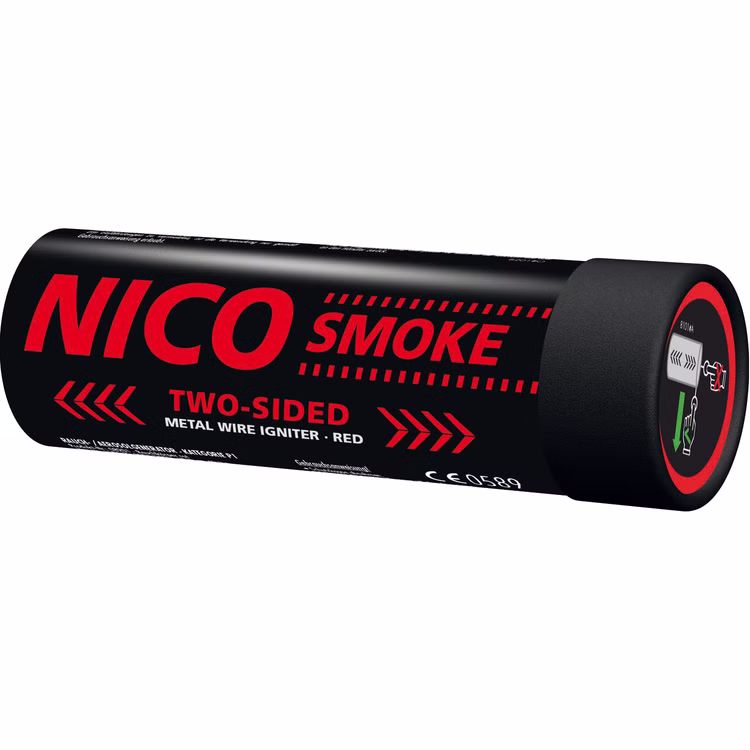 Nico Doppelsmoke Rot mit Reißzünder 50 Sek. Nico Doppelsmoke Rot mit Reißzünder 50 Sek.