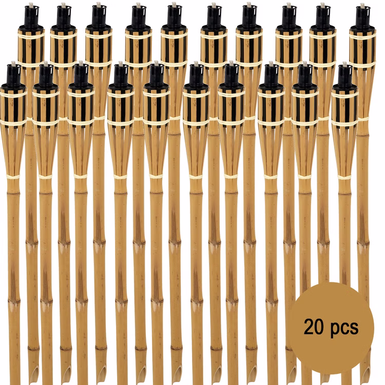 Bambusfackel 20 Stück Gartenfackeln mit Docht 90 cm lang Outdoor-Fackel Deko Garten-Beleuchtung Bambusfackel 20 Stück Gartenfackeln mit Docht 90 cm lang Outdoor-Fackel Deko Garten-Beleuchtung