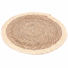 Platzset Stroh Naturfarben Produktansicht Rundes Platzset aus naturfarbenem Stroh mit geflochtener Struktur und hellem Rand in der Einzelansicht vor weißem Hintergrund.