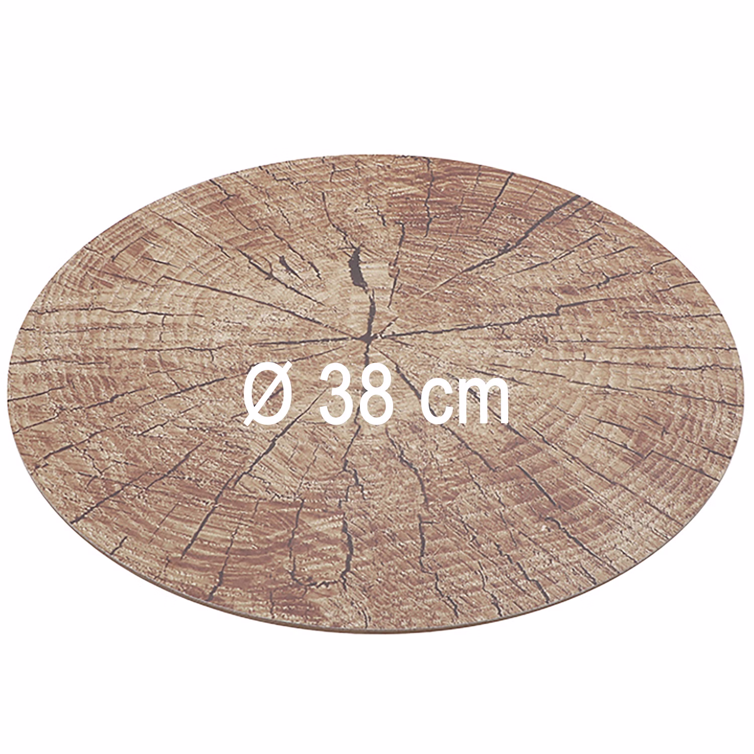 Untersetzer Holz-Optik 4er Platz-Set 38 cm rund abwischbar Tisch-Deko Hochzeit Geburtstag Sommerfest Dekoration Platz-Set