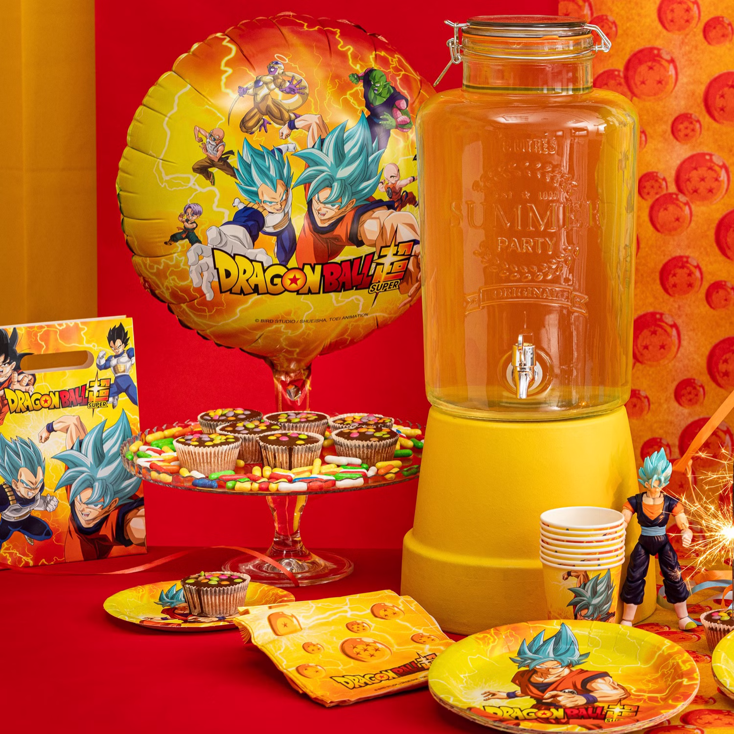 Dragon Ball Folienballon rund Manga 43 cm Party-Deko Tisch-Deko Dekoration Geburtstag Kindergeburtstag Manga-Party Mottoparty Serie Comic Ballon Luftballon