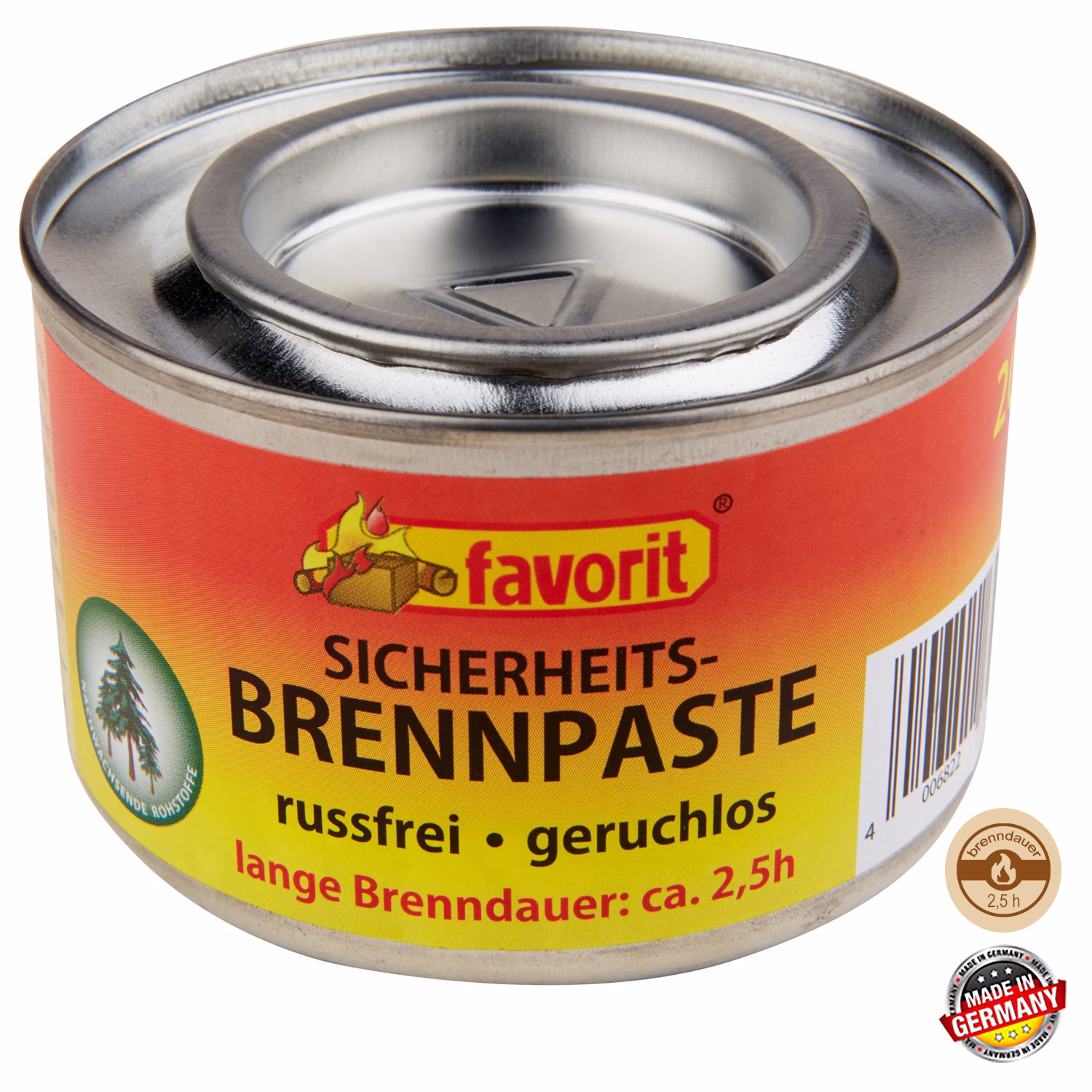 Brennpaste inn der Aludose von Favorit 2,5 Stunden brenndauer, russfrei Brennpaste inn der Aludose von Favorit 2,5 Stunden brenndauer, russfrei