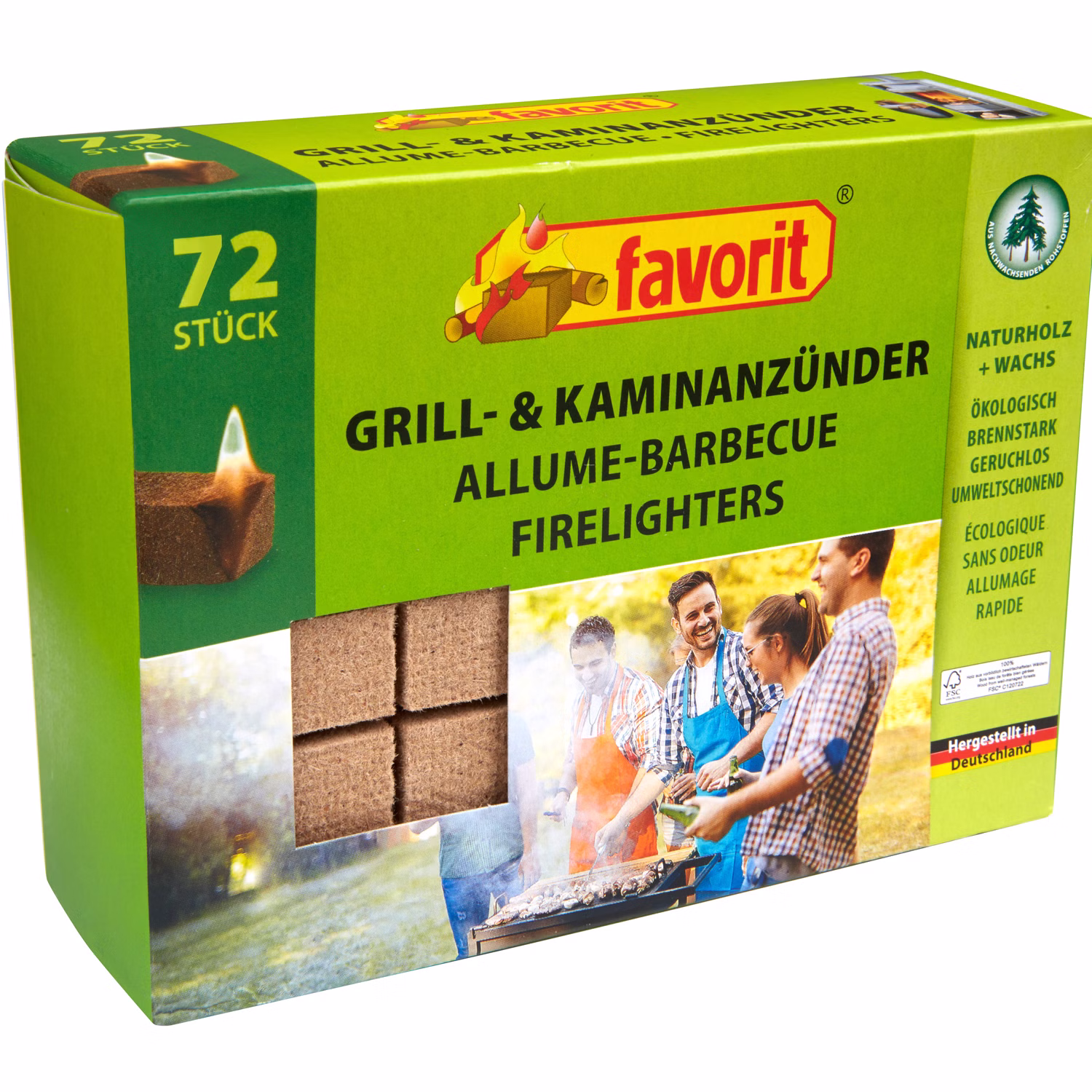 Grill- und Kaminanzünder aus Naturholz von Favorit 72er Packung Grill- und Kaminanzünder aus Naturholz von Favorit 72er Packung