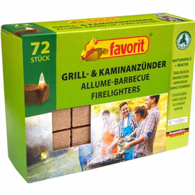 Grill- und Kaminanzünder aus Naturholz von Favorit 72er Packung