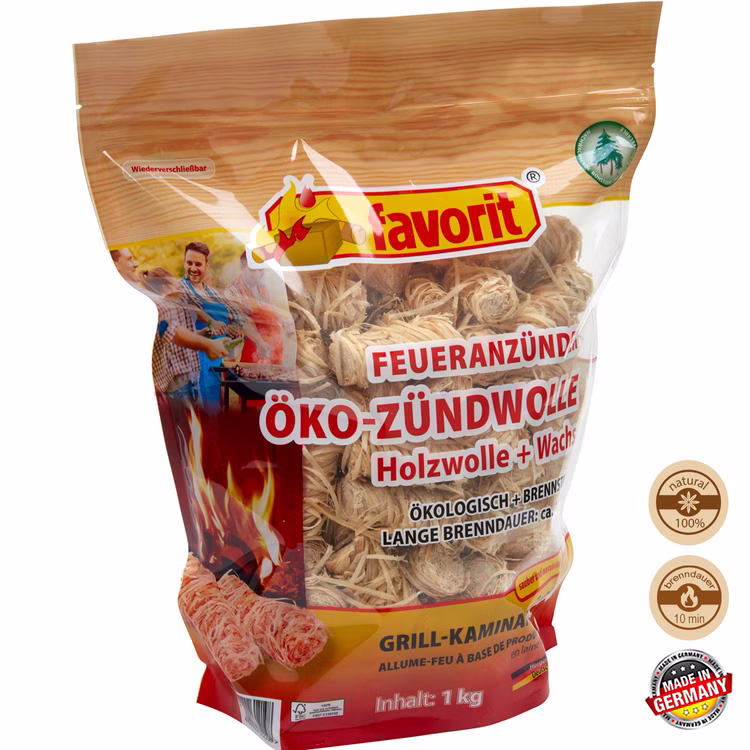 Öko-Zündwolle im 1kg Beutel von Favorit Anzündhilfe, Grillanzünder Öko-Zündwolle im 1kg Beutel von Favorit Anzündhilfe, Grillanzünder