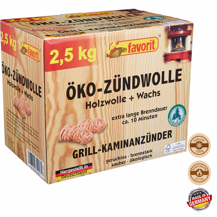 Öko-Zündwolle im Sparpack mit 2,5kg von Favorit Grillanzünder und Kaminanzünder Öko-Zündwolle im Sparpack mit 2,5kg von Favorit Grillanzünder und Kaminanzünder