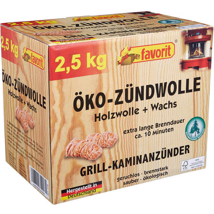 Öko-Zündwolle im Sparpack mit 2,5kg von Favorit Grillanzünder und Kaminanzünder Öko-Zündwolle im Sparpack mit 2,5kg von Favorit Grillanzünder und Kaminanzünder