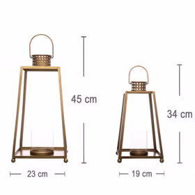Laternen 2er-Set mit Glasscheiben Metall Innen & Außen Deko-Laterne Windlicht Garten-Deko Wohnzimmer Weihnachten Weihnachts-Deko