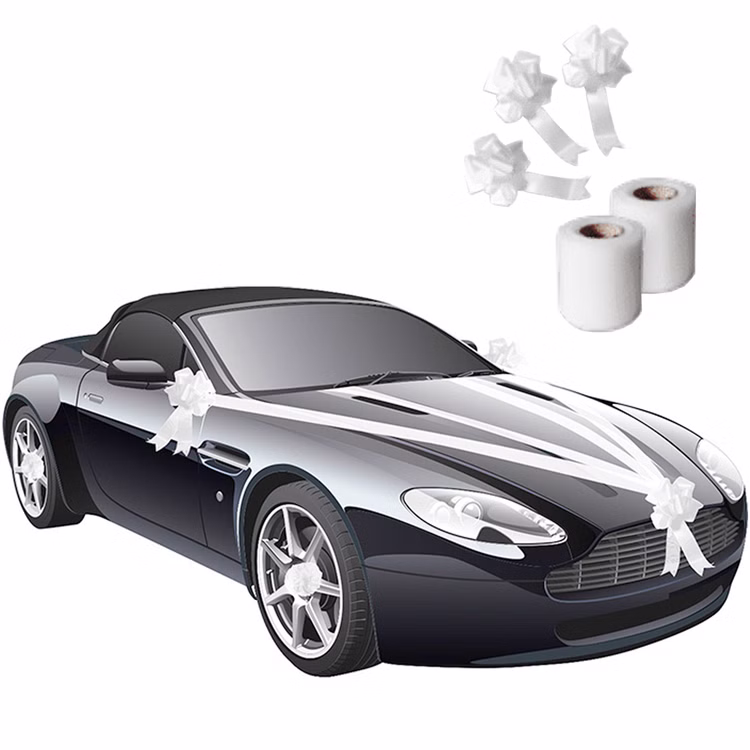Hochzeits-Auto Girlande Weiß 8 cm x 20 m Autoschleife Autoschmuck Wedding Car Deko Hochzeits-Auto Girlande Weiß 8 cm x 20 m Autoschleife Autoschmuck Wedding Car Deko