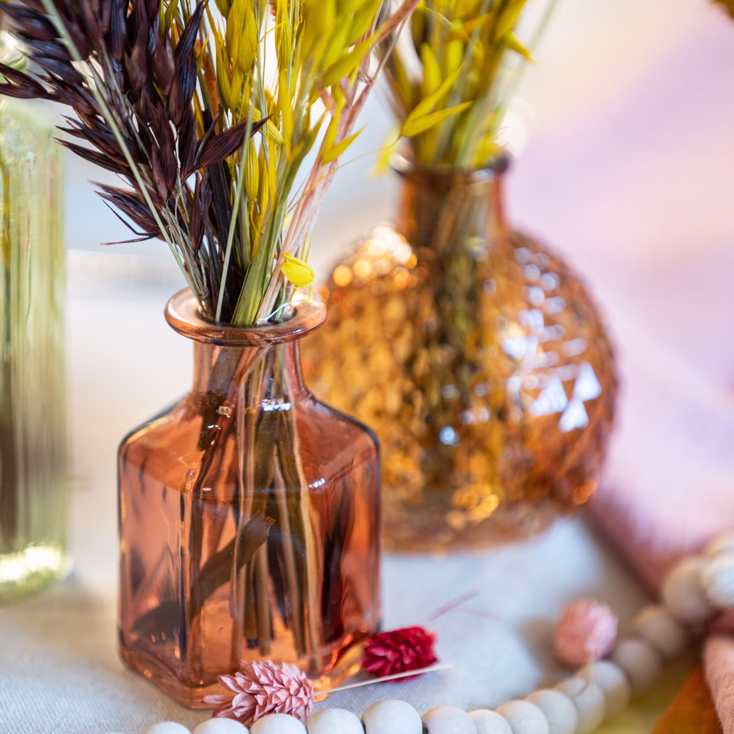 Vase Terracotta Glasvase 6 x 9 cm sechseckig Deko-Vase Hochzeits-Tisch Geburtstag Hochzeit Garten-Party Wohn-Accessoire Dekoration Tisch-Deko