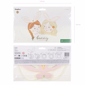 Hasenohren Haarreif Bastel-Set 4 Stück DIY Osterohren Rosa Creme Ostern SALE Hasenkostüm Oster-Deko Oster-Basteln Kindergeburtstag Fasching Karneval und Mottopartys Verpackung des DIY-Hasenohren-Sets mit vier Haarreifen, vier Papierohren und Klebepunkten.