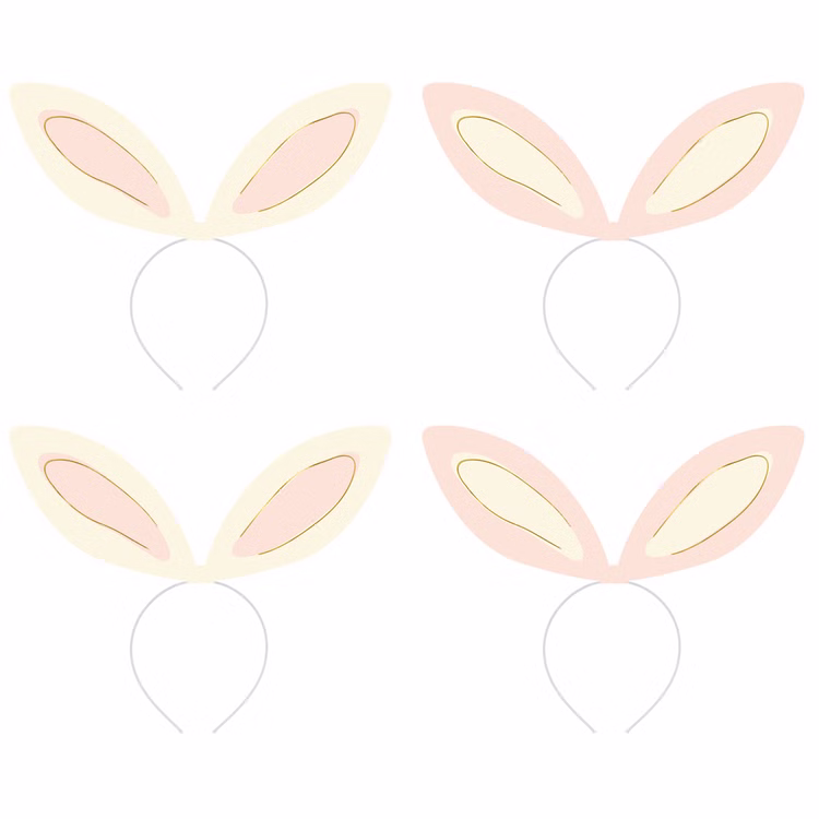 Hasenohren Haarreif Bastel-Set 4 Stück DIY Osterohren Rosa Creme Ostern SALE Hasenkostüm Oster-Deko Oster-Basteln Kindergeburtstag Fasching Karneval und Mottopartys Vier DIY-Hasenohren aus Papier in Creme und Rosa mit passenden Haarreifen zum Selbstgestalten.