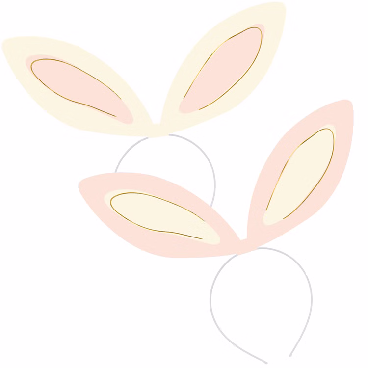 Hasenohren Haarreif Bastel-Set 4 Stück DIY Osterohren Rosa Creme Ostern SALE Hasenkostüm Oster-Deko Oster-Basteln Kindergeburtstag Fasching Karneval und Mottopartys Detailansicht der beiden enthaltenen Farbvarianten der Hasenohren in Creme und Rosa.