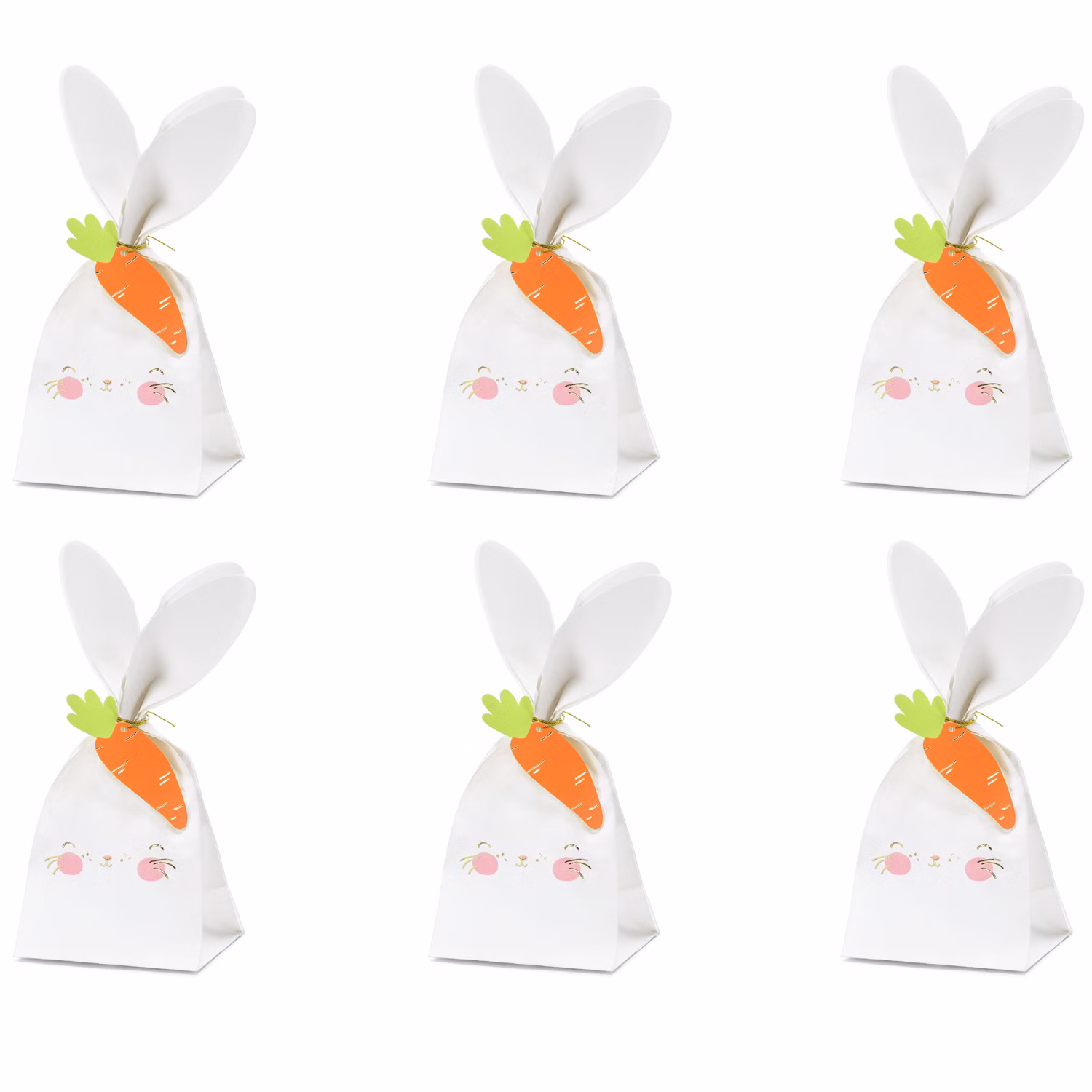 Geschenktüte Ostern Hase mit Möhren-Anhänger 6 Stück Tisch-Deko Osterhase Häschen Dekoration Osterfest Kindergeburtstag Mottoparty