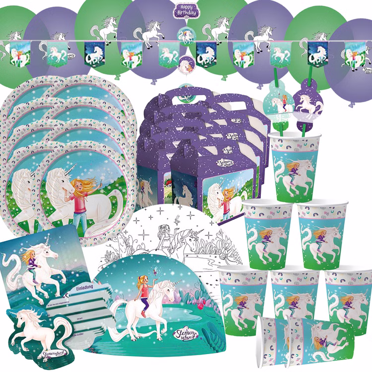 Sternenschweif XXL Party-Set Einhorn 78-tlg. Tisch-Deko Party-Zubehör Einhorn Märchen Kindergeburtstag Geschirr-Dekoration Sternenschweif XXL Party-Set Einhorn 78-tlg. Tisch-Deko Party-Zubehör Einhorn Märchen Kindergeburtstag Geschirr-Dekoration