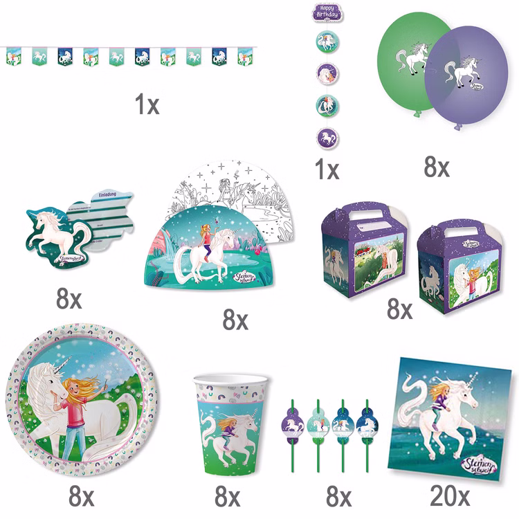 Sternenschweif XXL Party-Set Einhorn 78-tlg. Tisch-Deko Party-Zubehör Einhorn Märchen Kindergeburtstag Geschirr-Dekoration Sternenschweif XXL Party-Set Einhorn 78-tlg. Tisch-Deko Party-Zubehör Einhorn Märchen Kindergeburtstag Geschirr-Dekoration