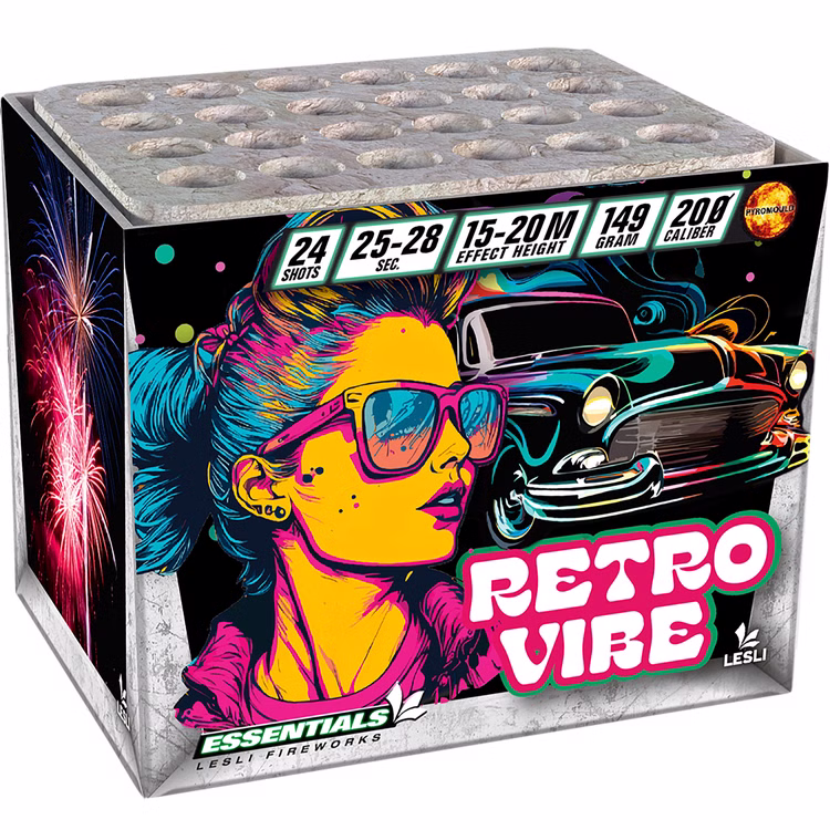 Retro Vibe Feuerwerk Batterie 28 Sek. von Lesli für Silvester oder Geburtstagsfeuerwerk Retro Vibe Feuerwerk Batterie 28 Sek. von Lesli für Silvester oder Geburtstagsfeuerwerk