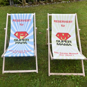 Super-Papa und Super-Mama Liegestuhl von Vorne