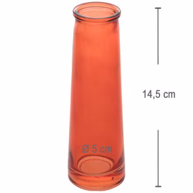 Vase Soliflore Samba 14,5 x 5 cm Blumenvase Deko-Vase Hochzeit Vintage Glasvase Dekoration Wohnen Vase Soliflore Samba Maßangaben der orangefarbenen Glasvase