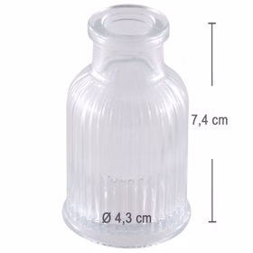 Vase Glasvase Transparent 4,3 x 7,4 cm Mini-Vase Deko-Vase Hochzeits-Tisch Geburtstag Wohnen Accessoire Deko-Vase Transparente Deko-Vase klein mit Maßangaben