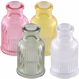 Vase Glasvase 4,3 x 7,4 cm Mini-Vase Deko-Vase Hochzeits-Tisch Geburtstag Wohnen Accessoire Deko-Vase Farbübersicht über die Mini-Vasen Rosa Gelb Grün und Transparent