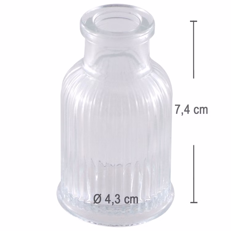 Vase Glasvase Transparent 4,3 x 7,4 cm Mini-Vase Deko-Vase Hochzeits-Tisch Geburtstag Wohnen Accessoire Deko-Vase Transparente Deko-Vase klein mit Maßangaben