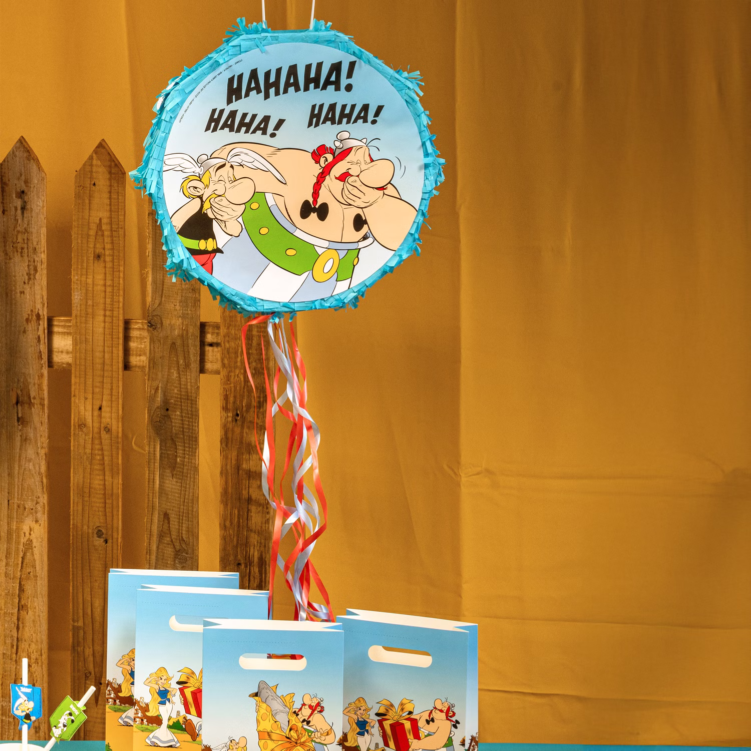 Asterix und Obelix Pinata rund 40 cm blau Comic Party-Zubehör Deko