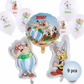 Asterix & Obelix Ballon-Set bestehend aus drei Folienballons und sechs Luftballons