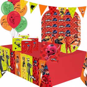 Übersicht Party-Set Miraculous mit Pappgeschirr