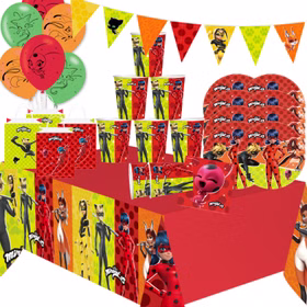 Übersicht Party-Set Miraculous mit Pappgeschirr