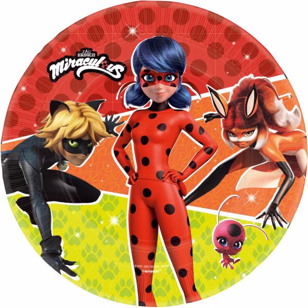 Miraculous Party-Set Ladybug & Cat-Noir Tisch-Deko 40-tlg. Party-Zubehör Kindergeburtstag gedeckter Tisch Geschirr Party-Geschirr Fasching Karneval Mottoparty Miraculous Teller