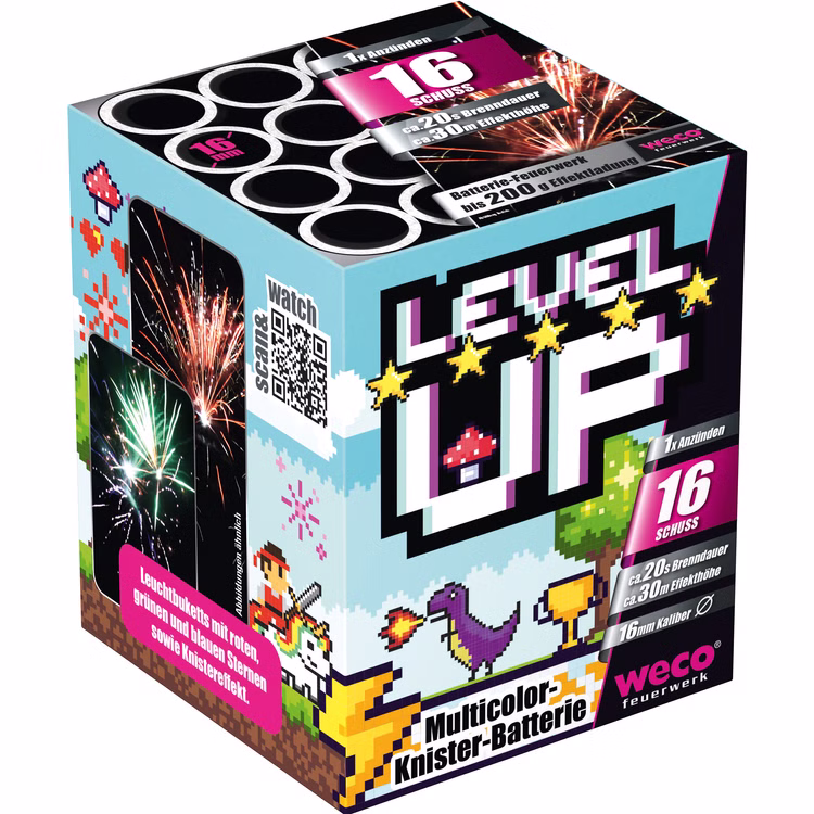 Level up Feuerwerk Batterie 20 Sek. von Weco für Silvester oder Geburtstagsfeuerwerk Level up Feuerwerk Batterie 20 Sek. von Weco für Silvester oder Geburtstagsfeuerwerk