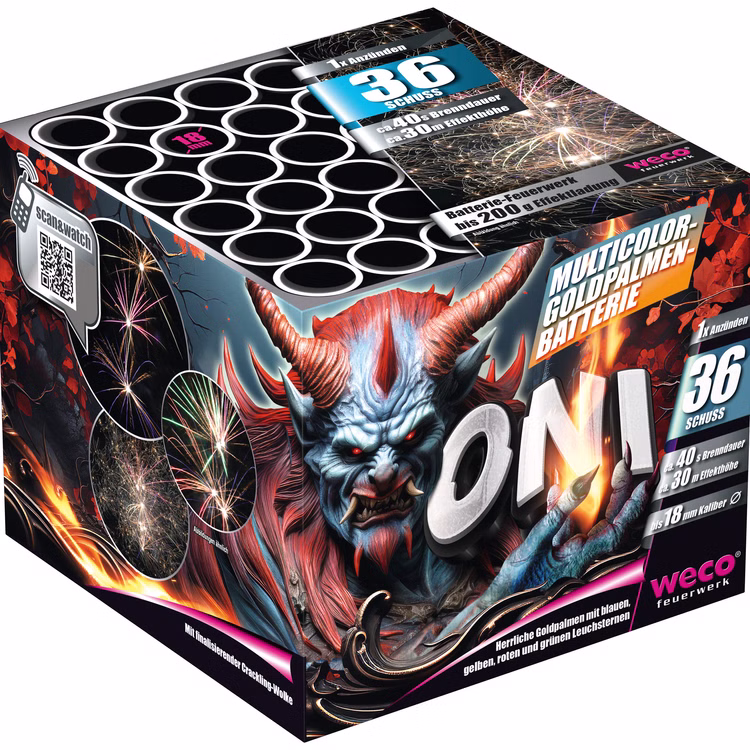 Oni Feuerwerk Batterie 40 Sek. von Weco für Silvester oder Geburtstagsfeuerwerk Oni Feuerwerk Batterie 40 Sek. von Weco für Silvester oder Geburtstagsfeuerwerk