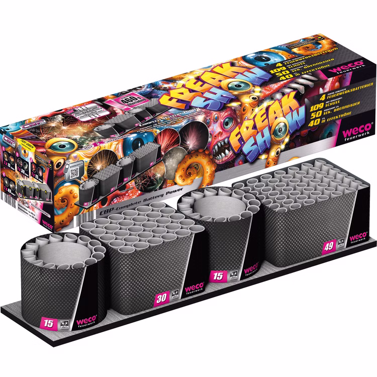 Freak Show Verbundfeuerwerk 50 Sek. von Weco, Silvesterfeuerwerk, Geburtstagsfeuerwerk Freak Show Verbundfeuerwerk 50 Sek. von Weco, Silvesterfeuerwerk, Geburtstagsfeuerwerk