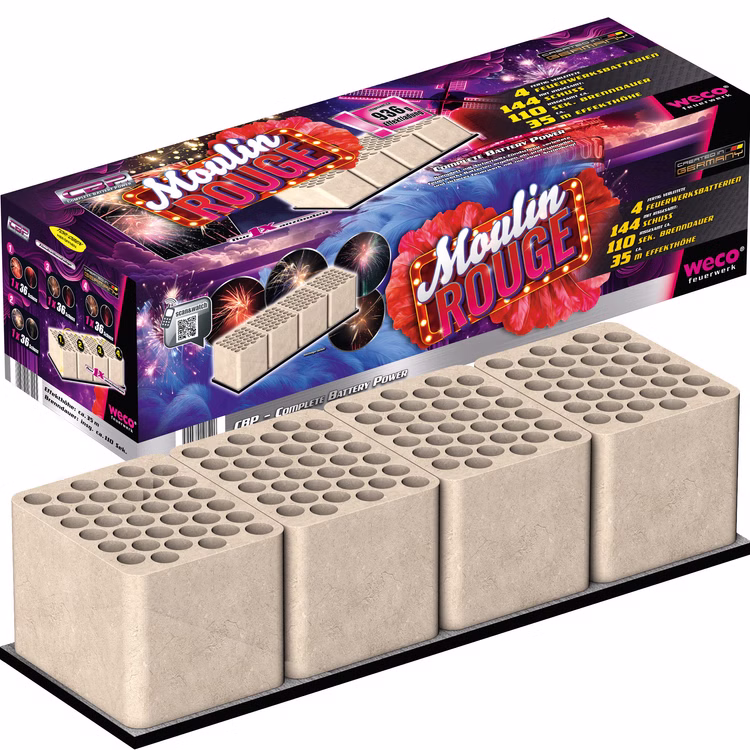 Moulin Rouge Verbundfeuerwerk 110 Sek. von Weco Silvesterfeuerwerk, Geburtstagsfeuerwerk Moulin Rouge Verbundfeuerwerk 110 Sek. von Weco Silvesterfeuerwerk, Geburtstagsfeuerwerk