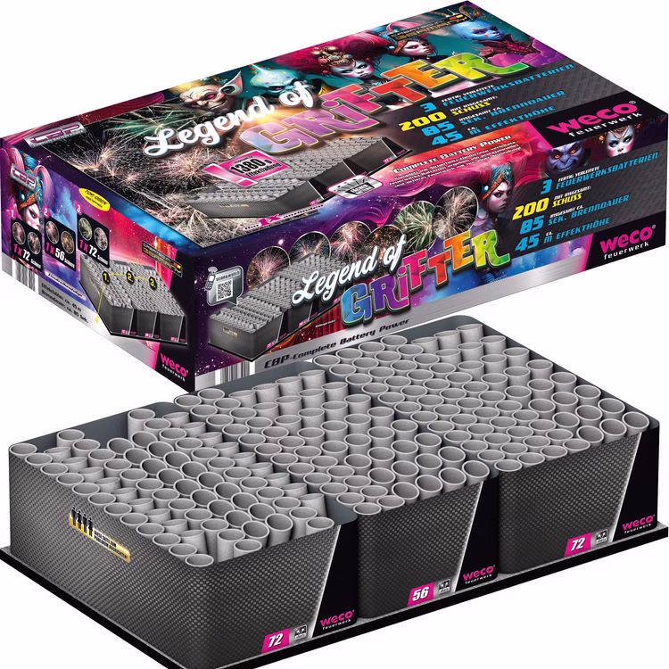Legend of Grifter Verbundfeuerwerk 85 Sek. von Weco Silvesterfeuerwerk, Geburtstagsfeuerwerk Legend of Grifter Verbundfeuerwerk 85 Sek. von Weco Silvesterfeuerwerk, Geburtstagsfeuerwerk