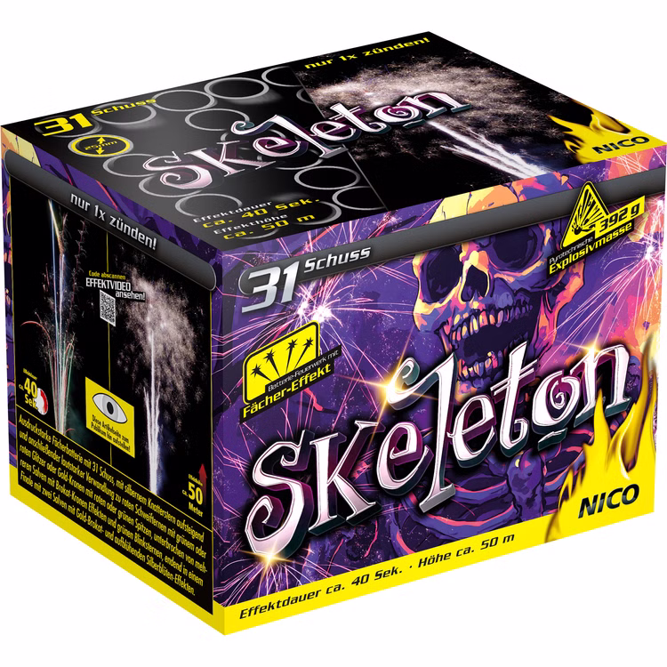 Skeleton Feuerwerk Batterie 40 Sek. von Nico für Silvester oder Geburtstagsfeuerwerk Skeleton Feuerwerk Batterie 40 Sek. von Nico für Silvester oder Geburtstagsfeuerwerk